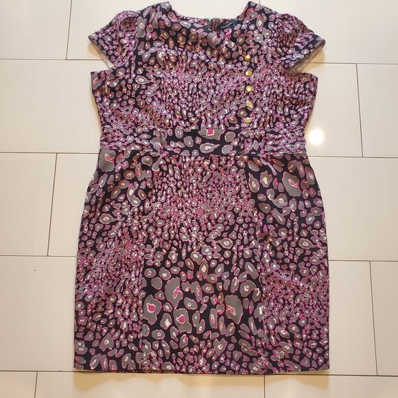 ASHLEY STEWART FORMAL DRESS BLACK/PINK ANIMAL PRINT STRETCH SIZE 3X - Picture 1 of 11